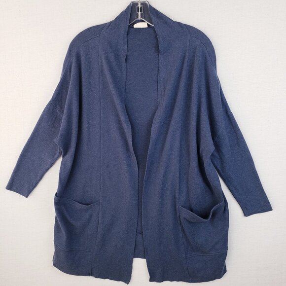 Pact Airplane Cardigan Organic Cotton Navy Blue Pockets size XS/S Travel Lounge - Picture 2 of 12